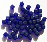 50 8mm Diagonal Hole Matte Cobalt Cube Beads